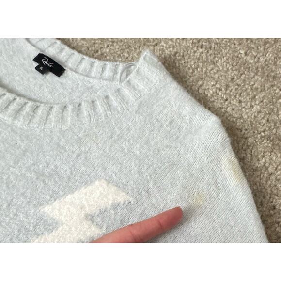 Rails Perci Cashmere Cotton Blend Baby Blue White Star Crewneck Sweater X-Large - Picture 7 of 10